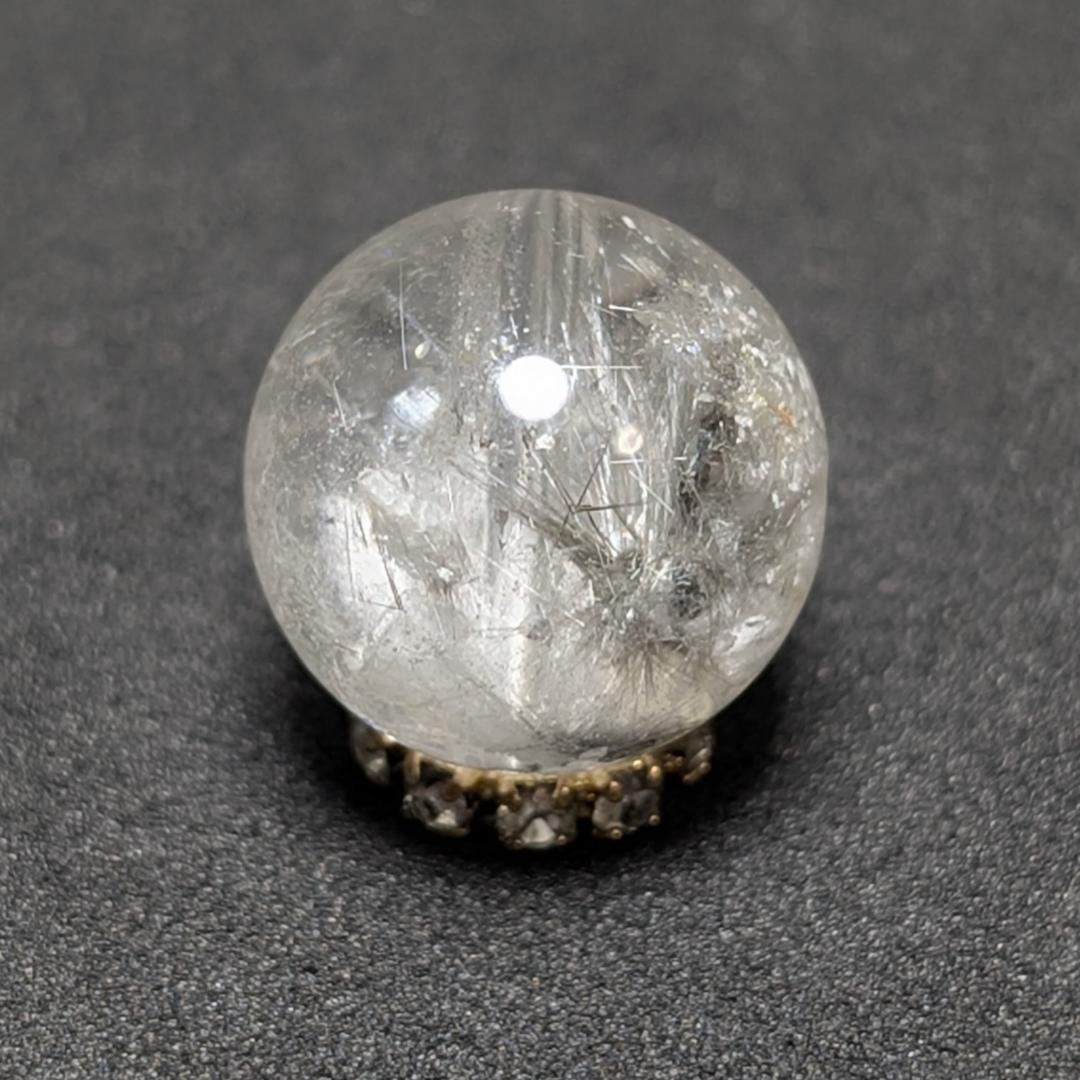 【結晶のような鉱物】プラチナルチルクォーツ 一点物 12ミリ 1粒売り 貫通穴有