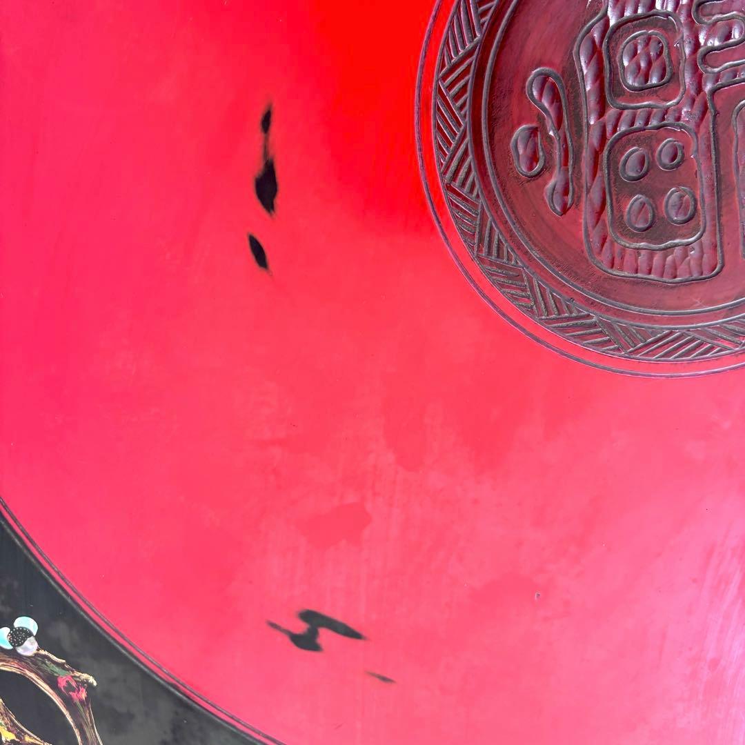 中国 円卓 ローテーブル 花鳥図 直径93cm 座卓 アジアン家具 和室