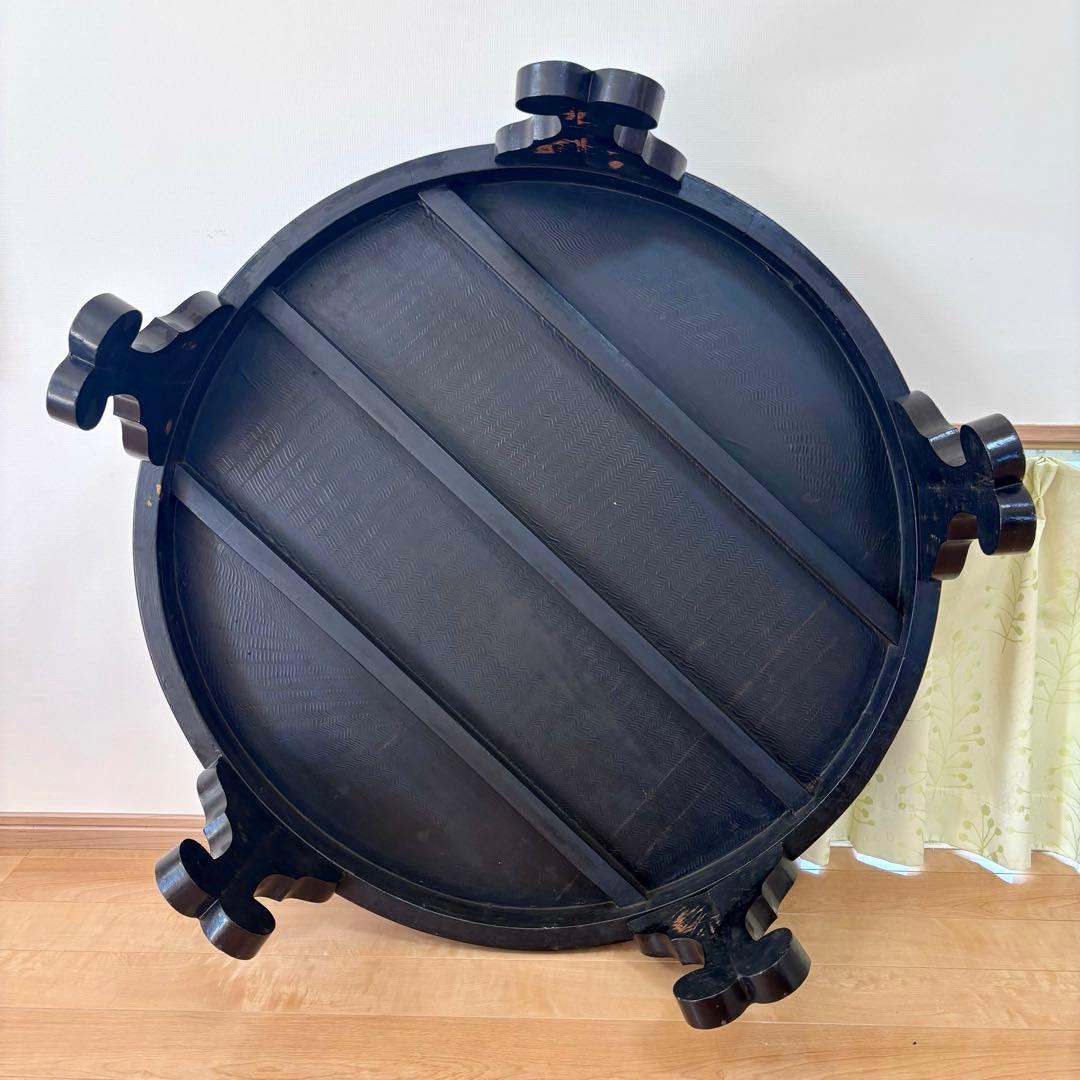 中国 円卓 ローテーブル 花鳥図 直径93cm 座卓 アジアン家具 和室