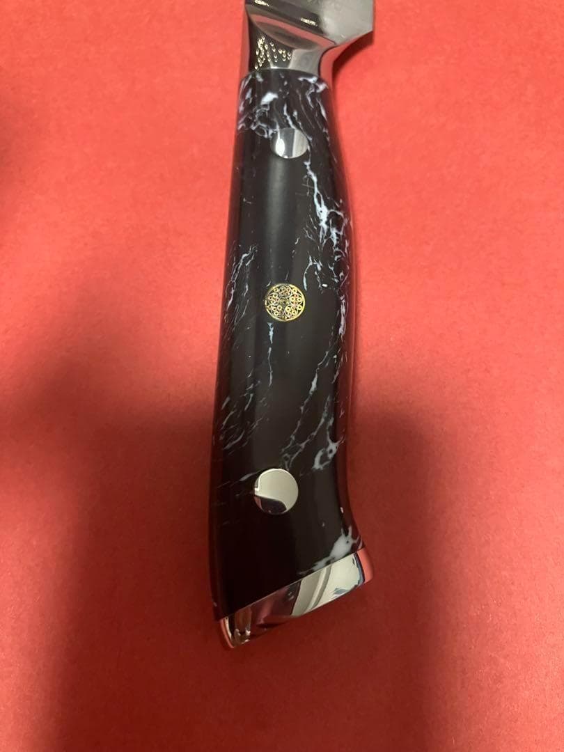 V金10号ダマスカスペティナイフ150mm ブラックターコイズ