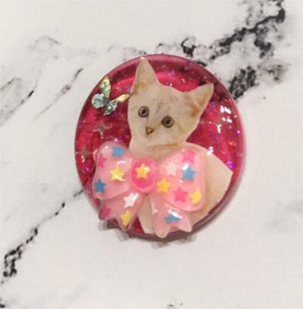 レジンヘアゴム、BIGリボン猫ちゃん・再販不可