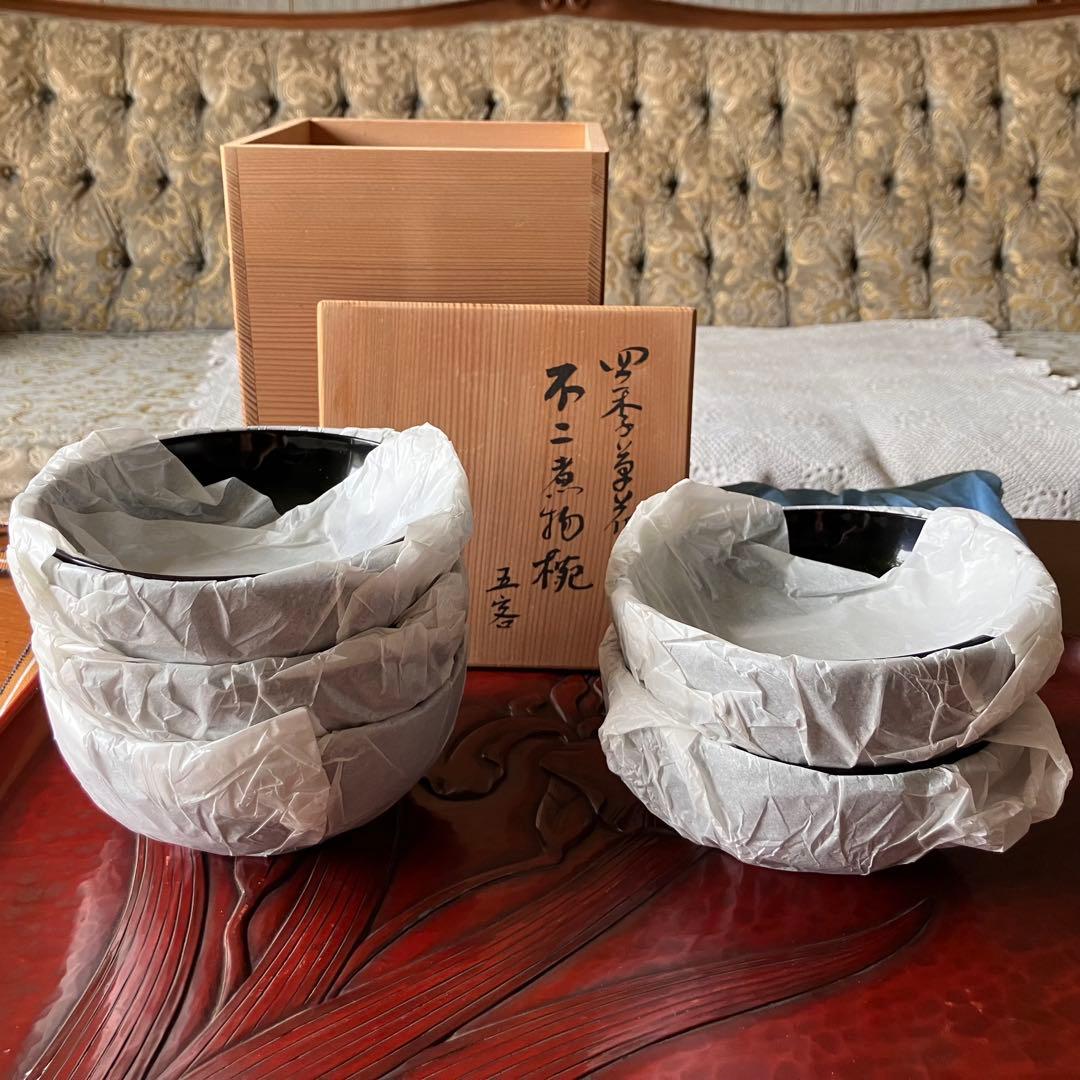 京漆器 煮物椀 鈴木雅也作 四季草花 不二煮物椀 五客