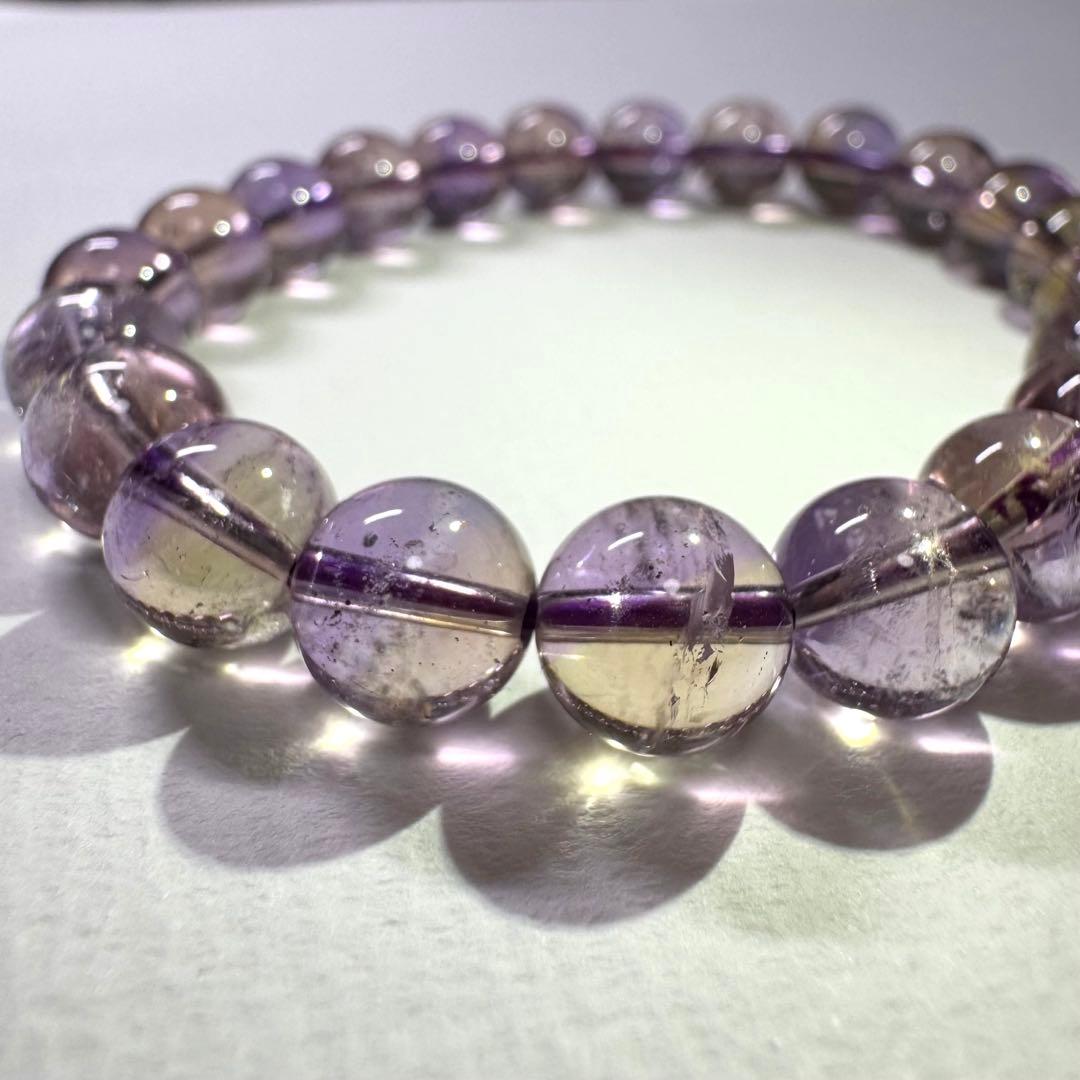 【アメトリン】紫と黄金の透明グラデーション 天然石 ブレスレット
