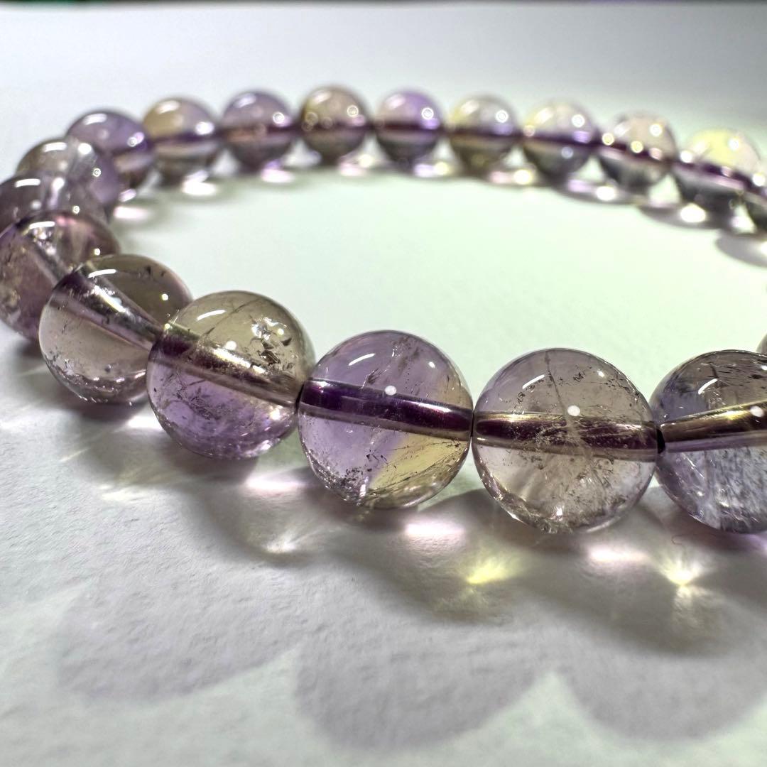 【アメトリン】紫と黄金の透明グラデーション 天然石 ブレスレット