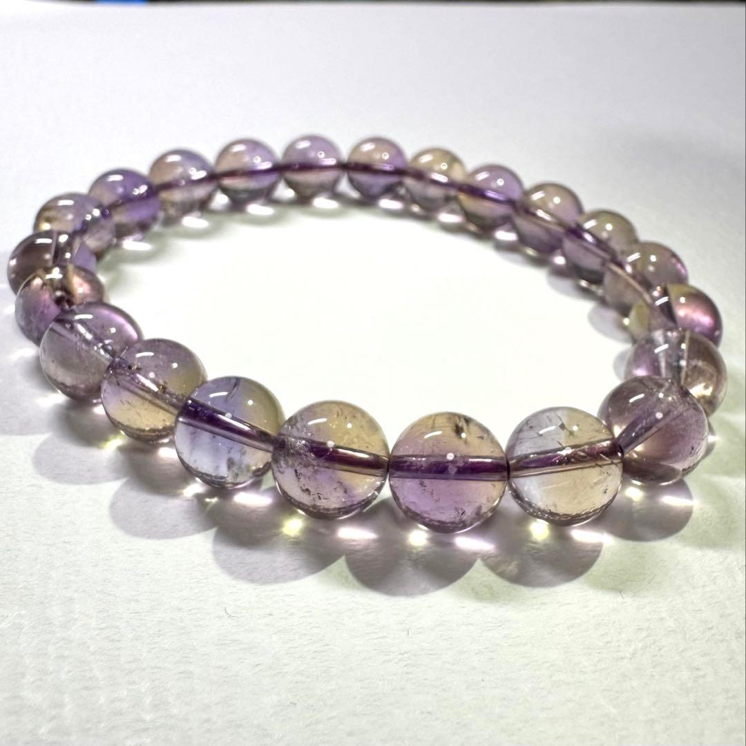 【アメトリン】紫と黄金の透明グラデーション 天然石 ブレスレット