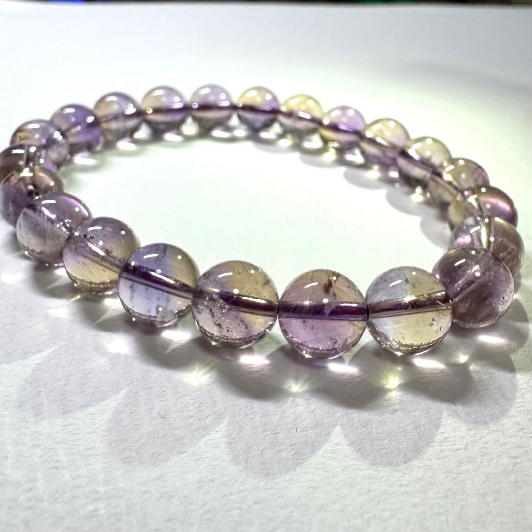 【アメトリン】紫と黄金の透明グラデーション 天然石 ブレスレット