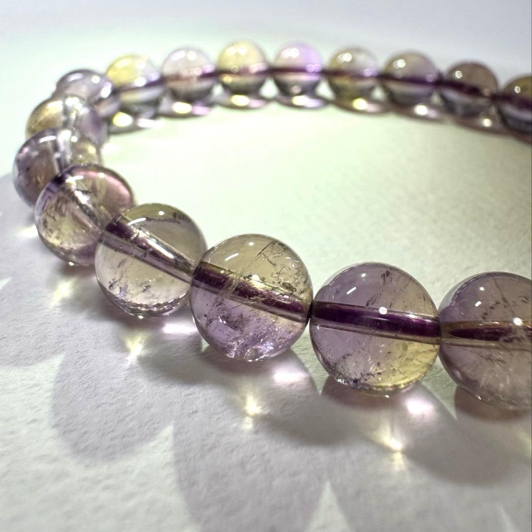 【アメトリン】紫と黄金の透明グラデーション 天然石 ブレスレット