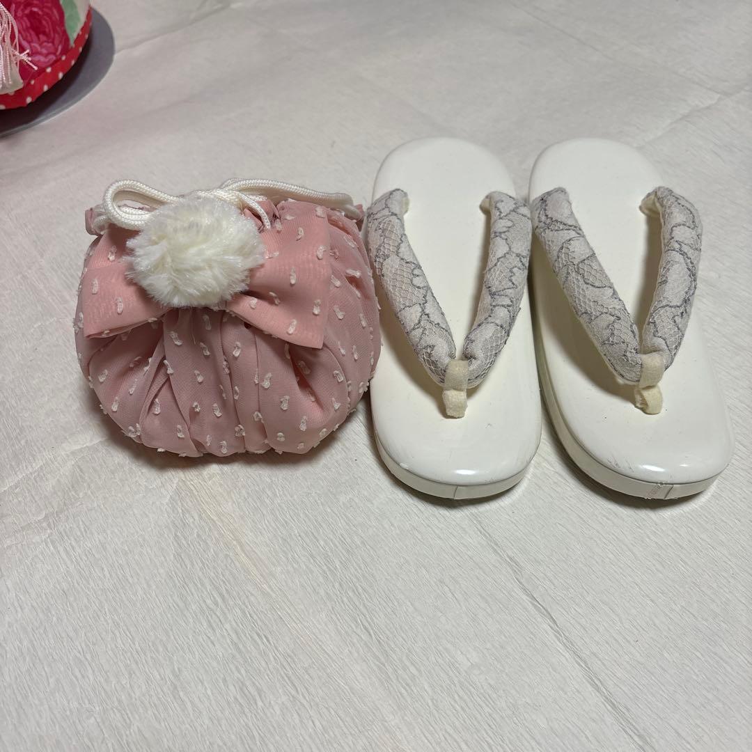 七五三　着物セット　7歳　白色　ピンク色　ブランド　セイコマツダ