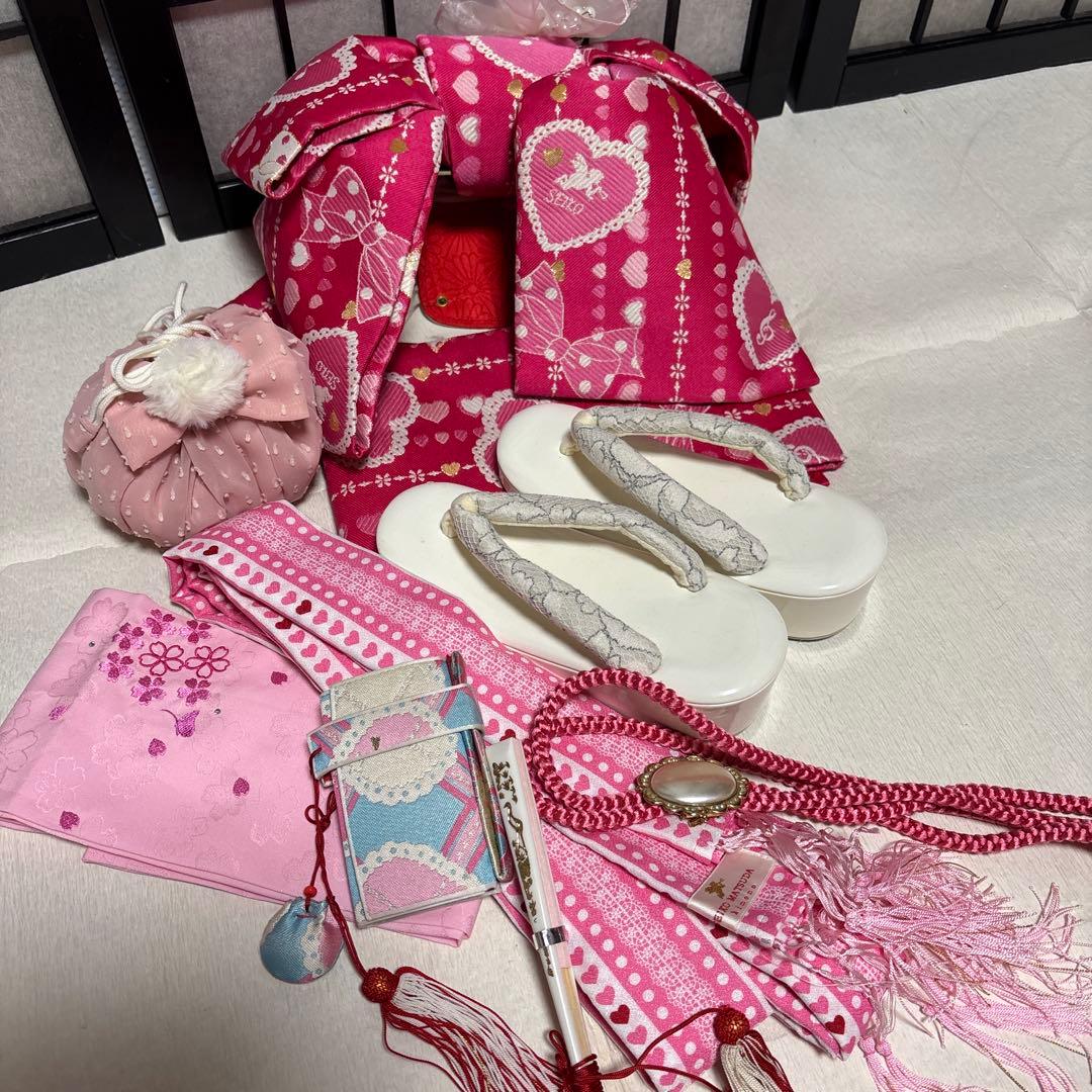 七五三　着物セット　7歳　白色　ピンク色　ブランド　セイコマツダ