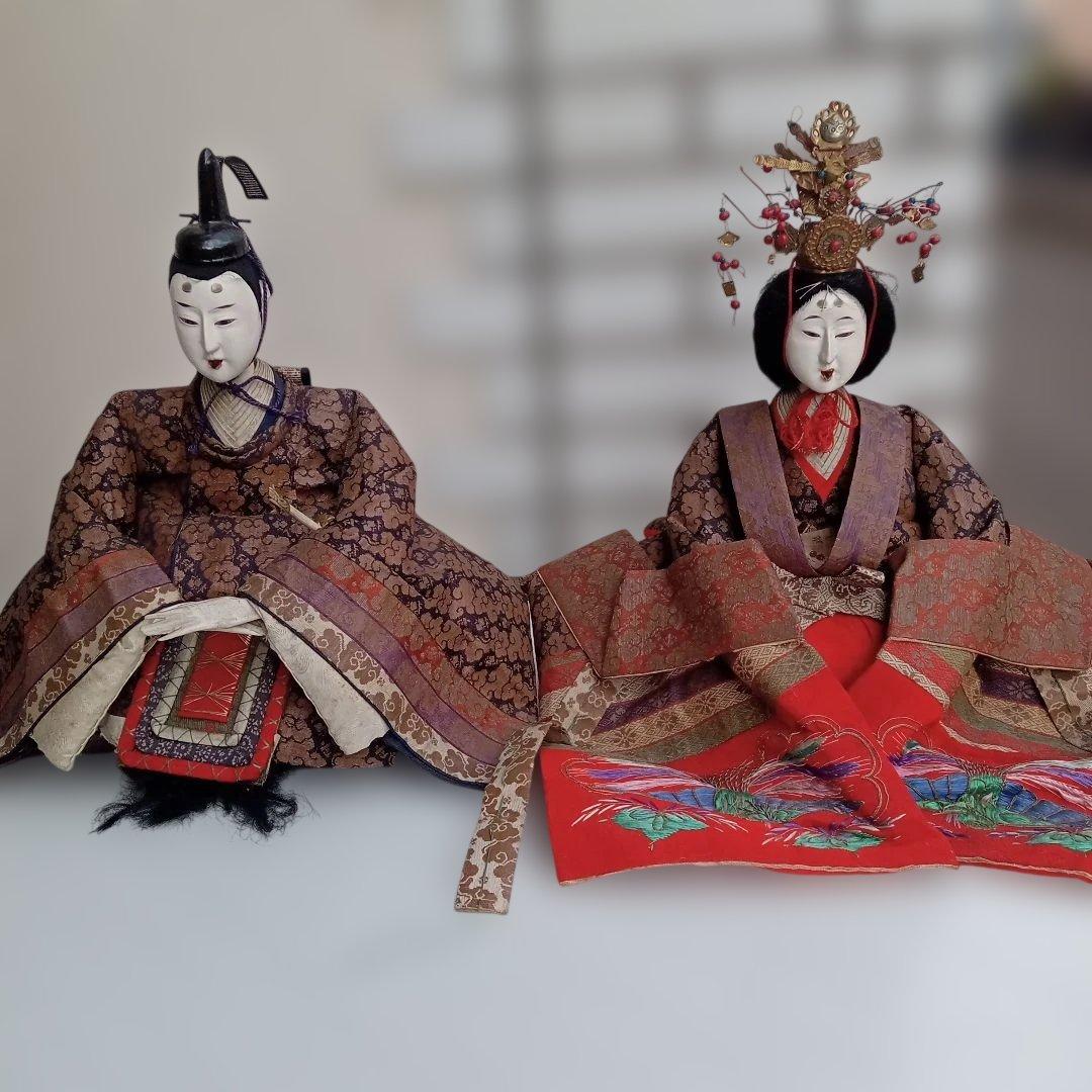 アンティーク１００年 明治大正期 特大！ 親王飾りお雛様②　享保雛　古今雛