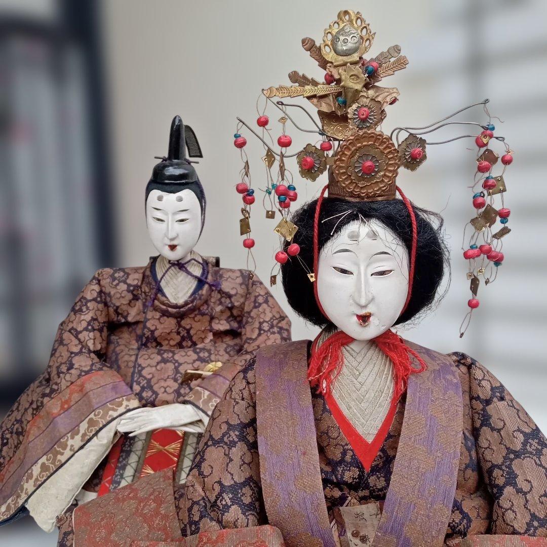 アンティーク１００年 明治大正期 特大！ 親王飾りお雛様②　享保雛　古今雛