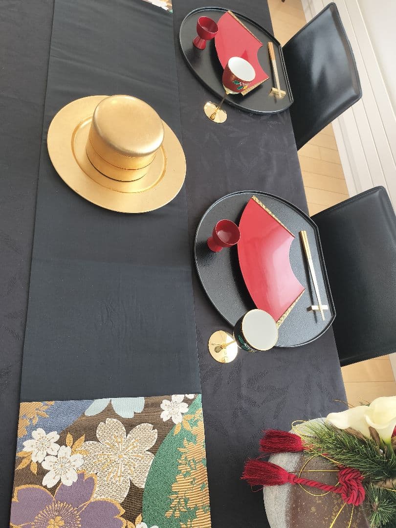 A970★逸品‼️豪華刺繍‼️お祝い‼️テーブルランナー2m19cm