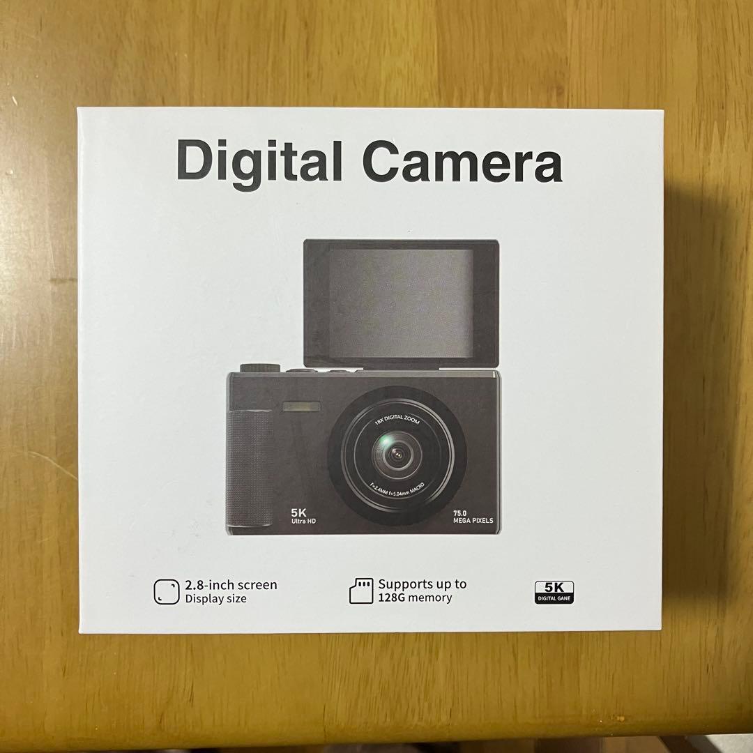 5K動画 7500万画素 デジカメ 64GB付 180°フリップスクリーン