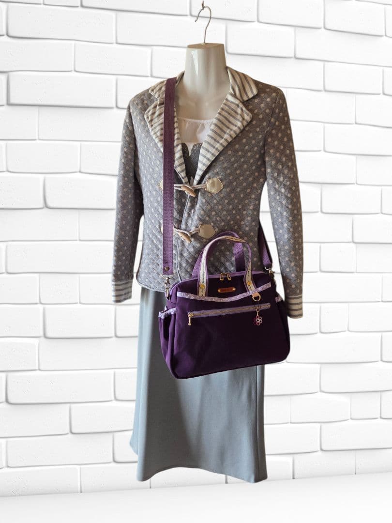 【SALE】ボストン型4way バッグ(M)　帆布×お花　ハンドメイド