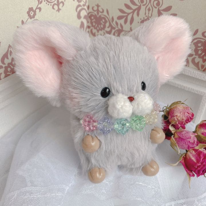 ハンドメイドぬいぐるみ　★こんぺいとうちゃん★ グレーのチンチラちゃん