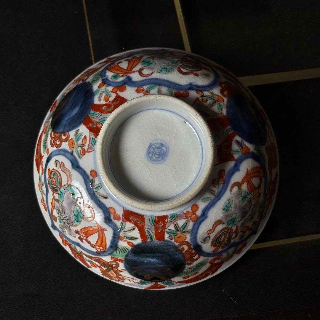 渦福 古伊万里 金襴手 蓋茶碗の５客セット