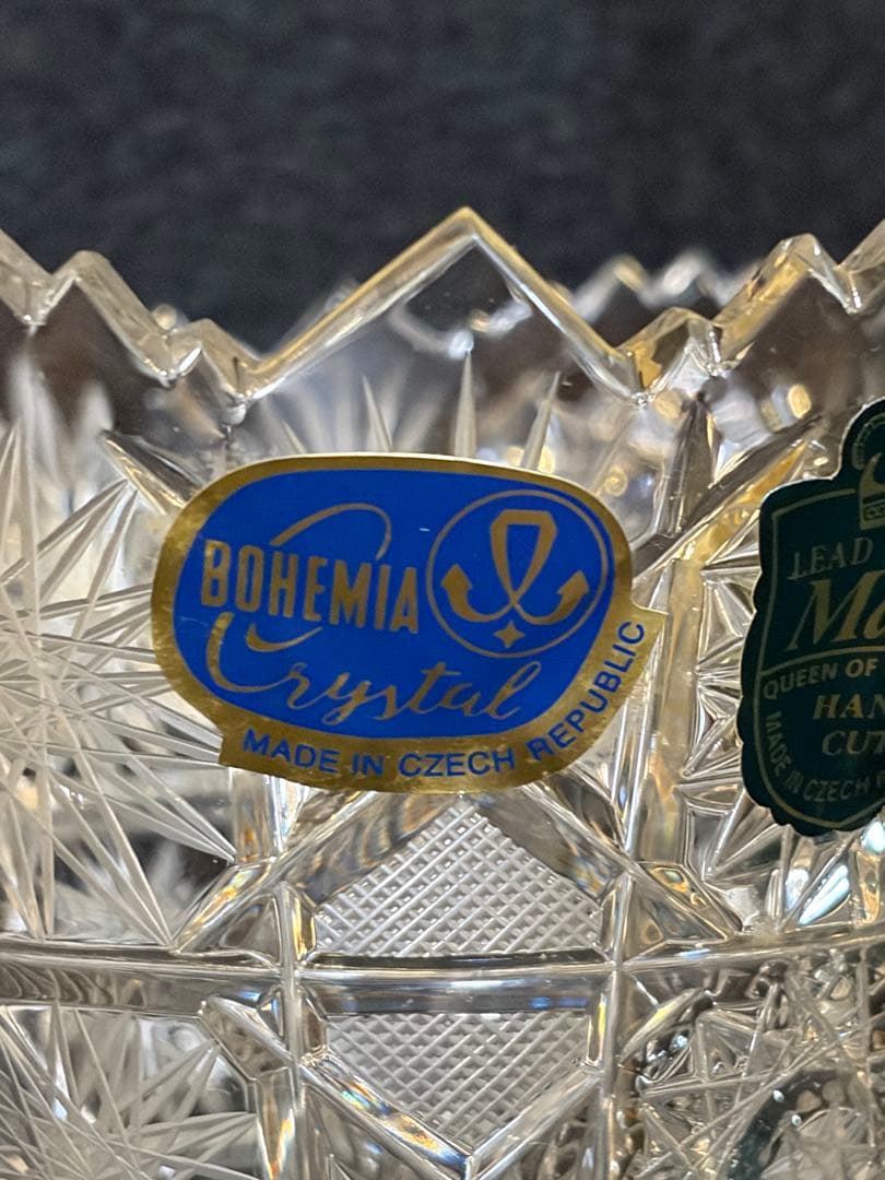 【未使用箱付】最高級 ボヘミアクリスタル マイア 花瓶 MA-803ハンドカット