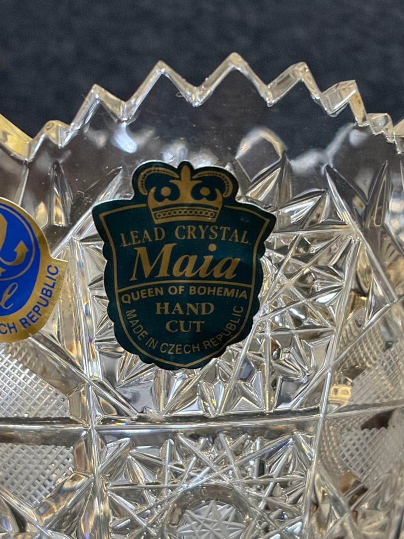 【未使用箱付】最高級 ボヘミアクリスタル マイア 花瓶 MA-803ハンドカット