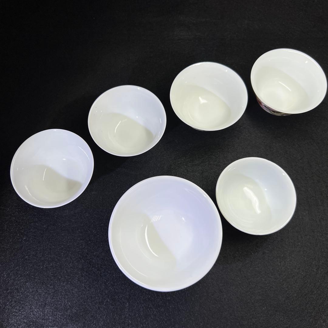 中国美術　粉彩煎茶碗6客　口径8.6/6.8/6.3㎝　東Y8-0205☆2F