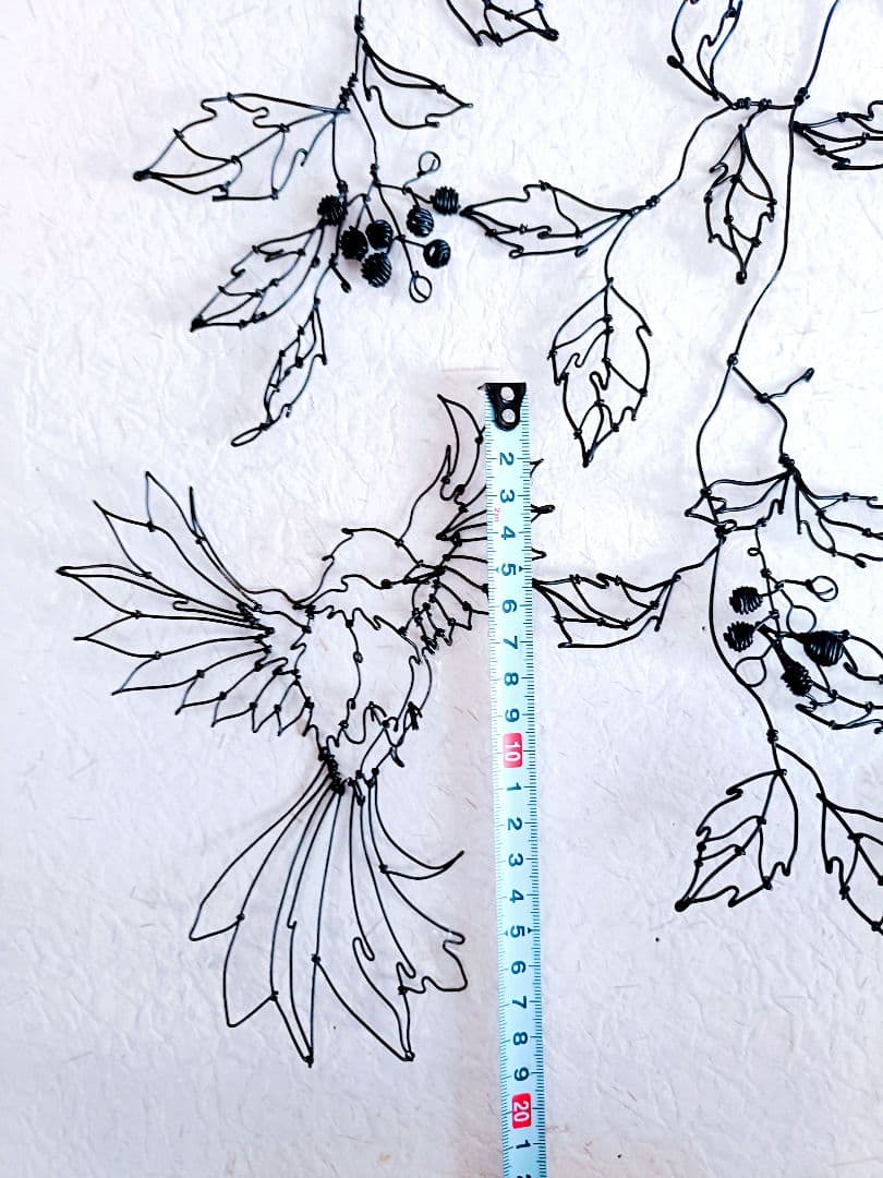 蔓の実　小鳥　ワイヤーアート　蔓植物