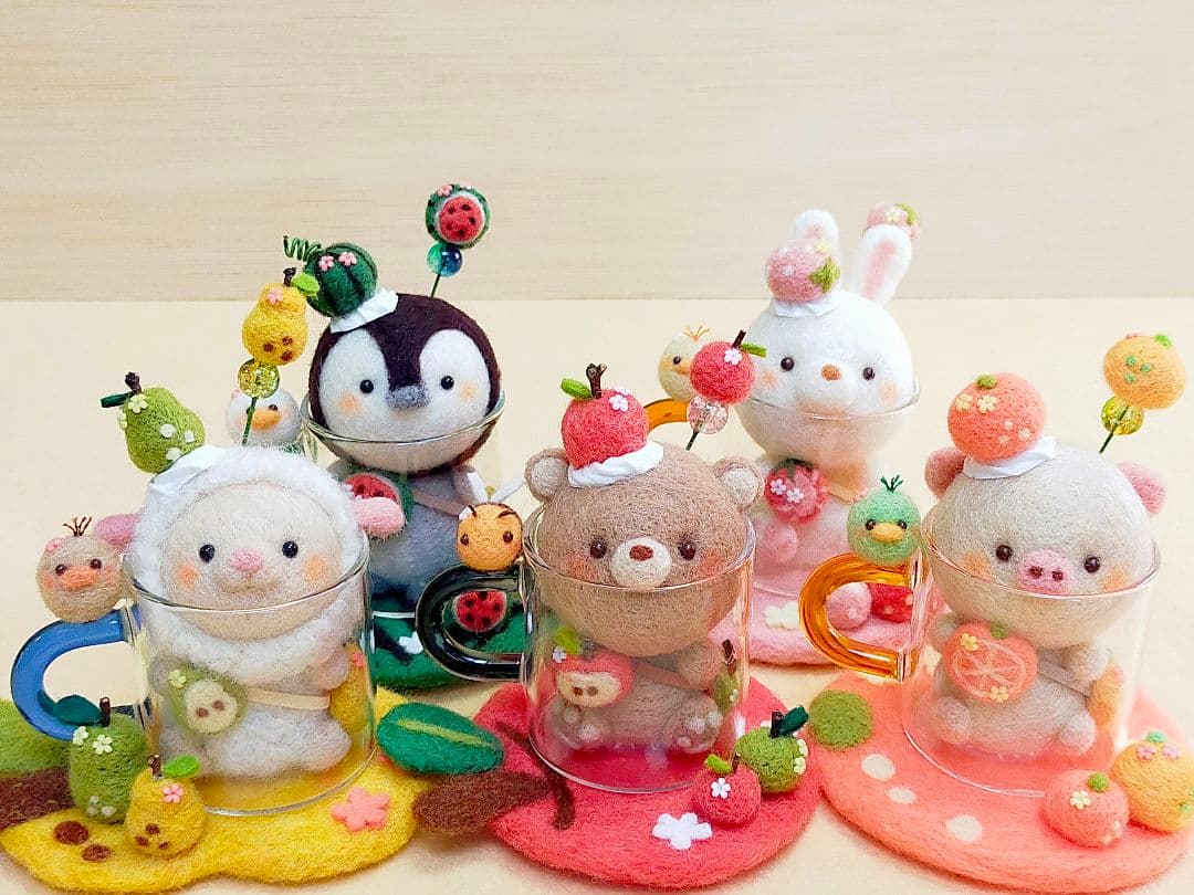 ✿羊毛フェルト✿ストロベリー✿うさぎさん✿tea✿