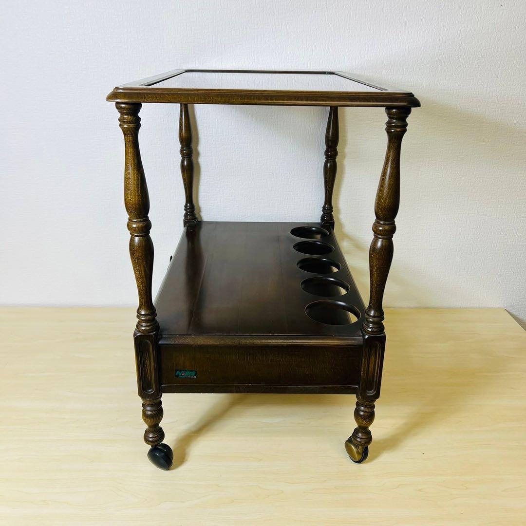 【希少】najico ナジコ ワゴン ガラス天板 引き出し キャスター