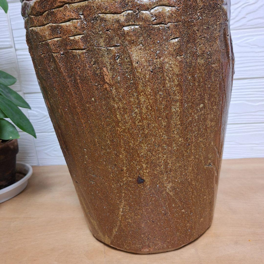 【一点物】手捻り 陶器 傘立て 43cm 辰砂 釉変 大型 玄関 什器 和モダン