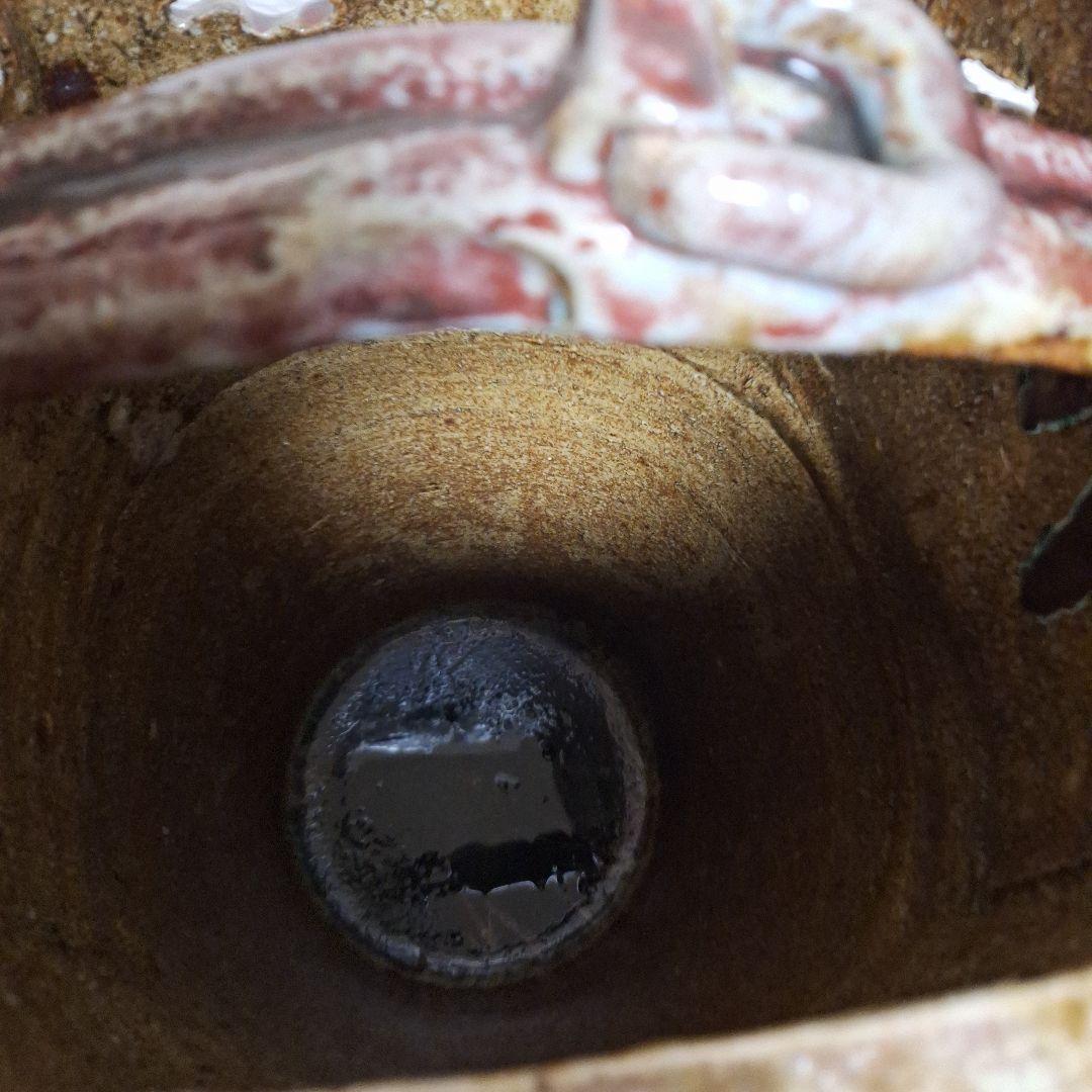 【一点物】手捻り 陶器 傘立て 43cm 辰砂 釉変 大型 玄関 什器 和モダン