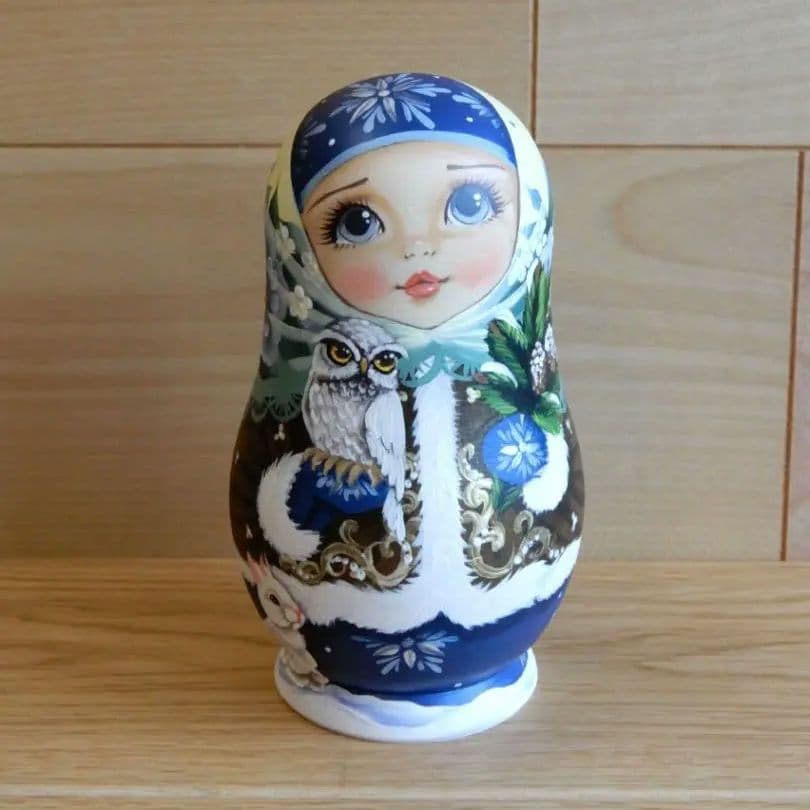 スヴェトラーナ・ニコラエヴァ　マトリョーシカ　～ 冬の友だち【5p】～　作家もの