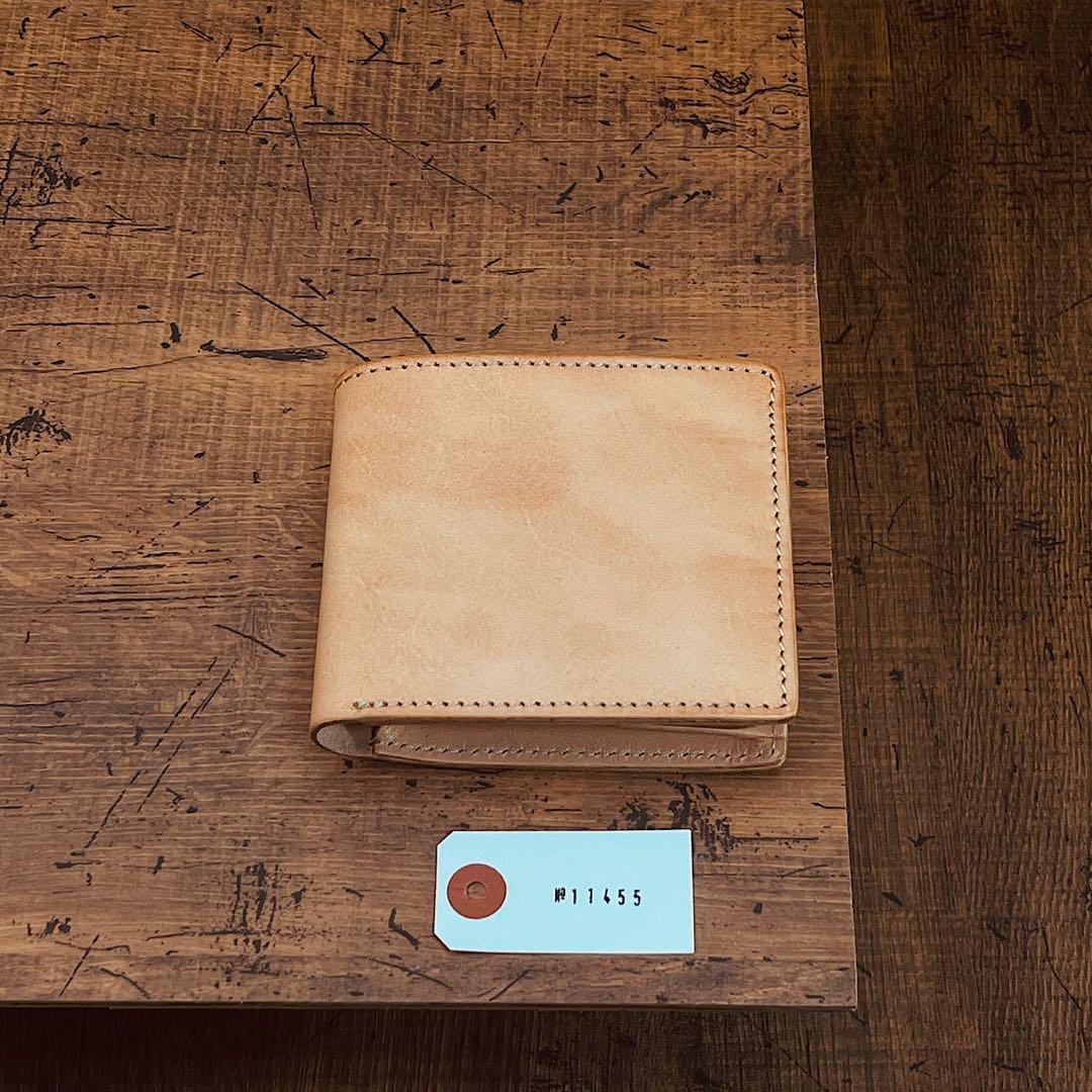 二つ折り財布 イタリア産ヌメ革 レザー メンズ 財布 長財布 ハンドメイド