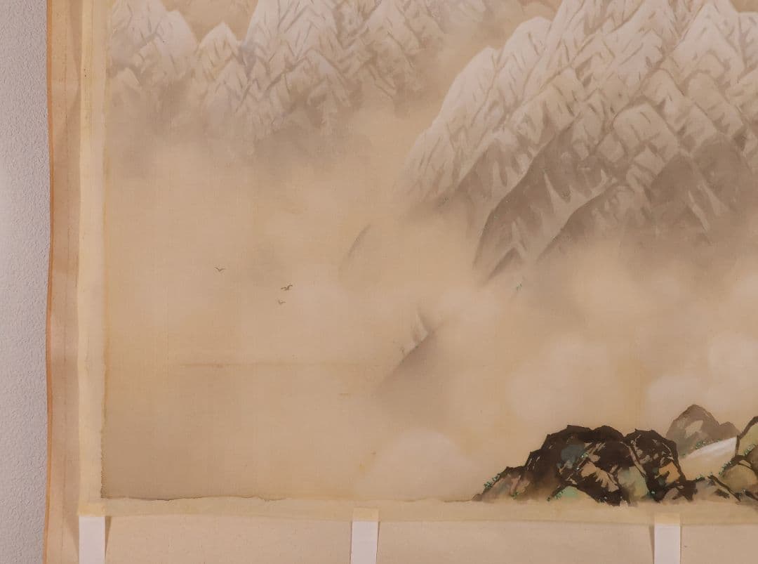 【模写】日本画 まくり2点まとめ 在銘 佳山 雪山 風景 絹本 掛軸 CM425