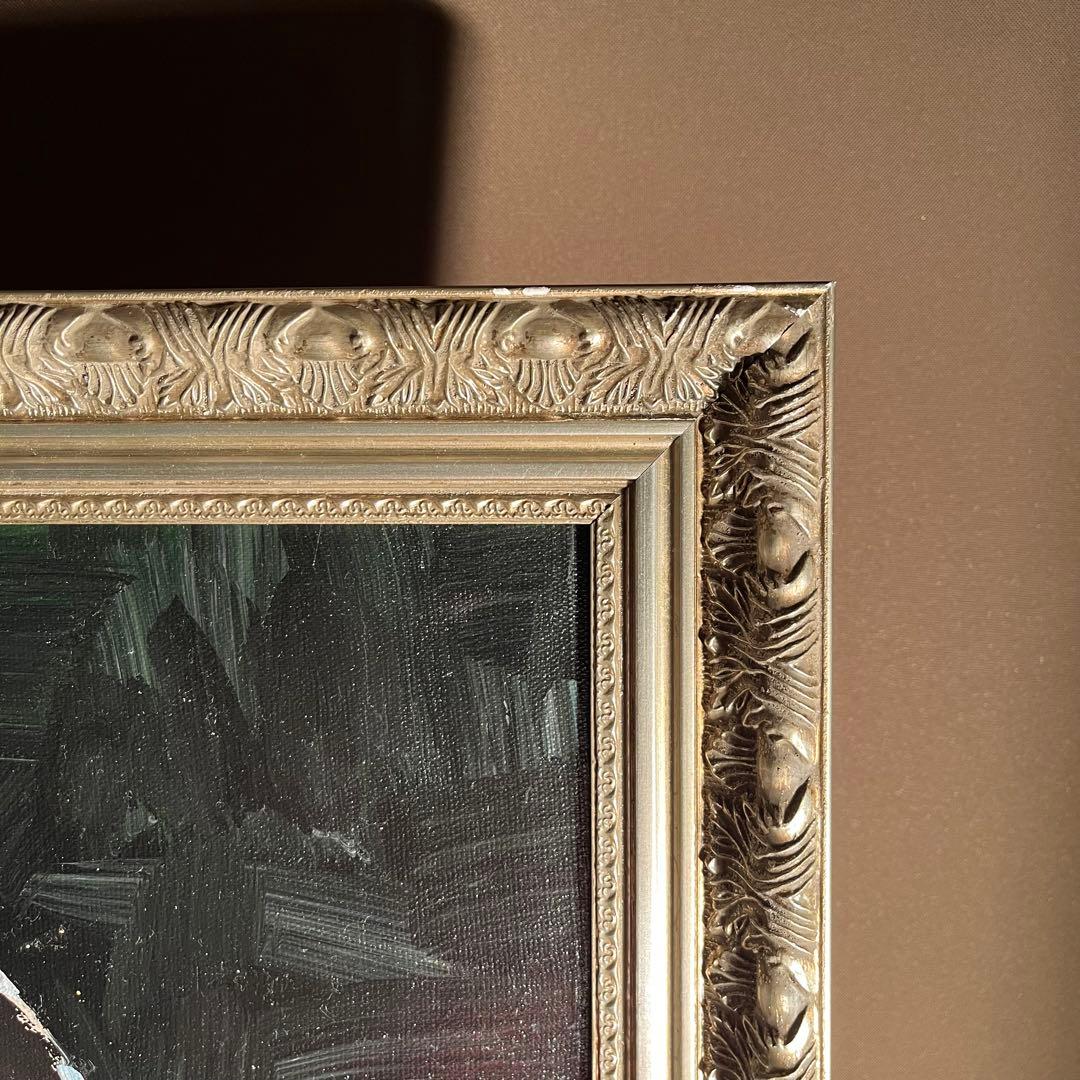 ★秀作★手書き油絵 ゴッホ タバコを咥えた骸骨 額付き 絵画 油彩画