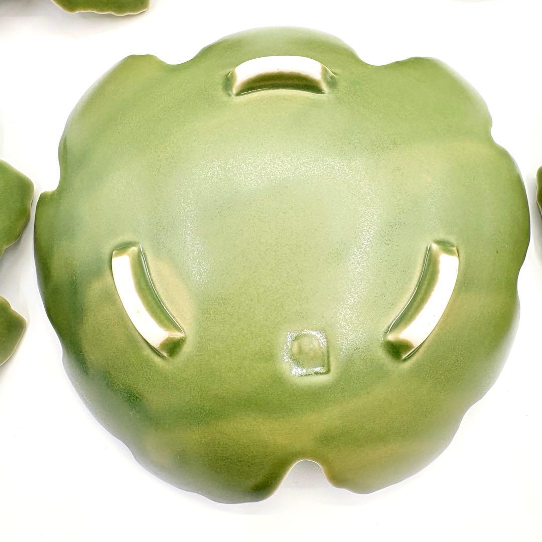 【廃盤品】有田焼　窯元特級品　天龍青磁　銘々皿揃　葉モチーフ　5枚セット　中皿