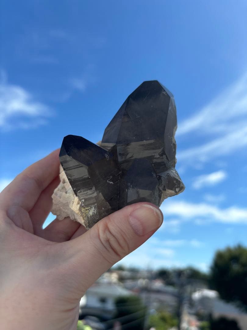 【照り強】スモーキークォーツ　クラスター