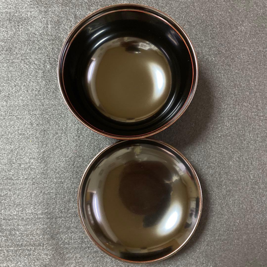 山中塗　北市漆器　円山吸物碗　溜色　桜　五客 蓋付き碗　汁碗　蓋物　雑煮碗　漆器