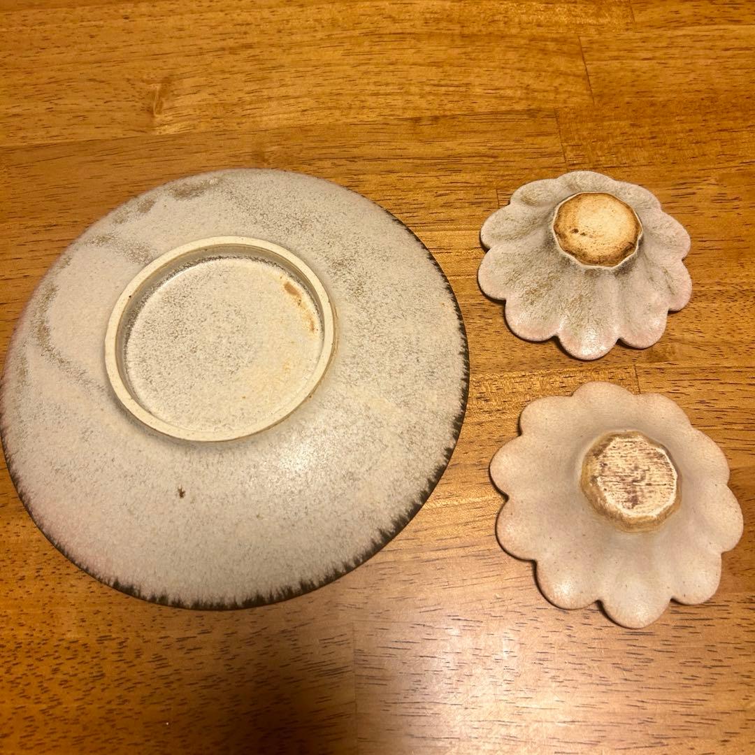 吉沢寛郎 丸皿 花の小皿