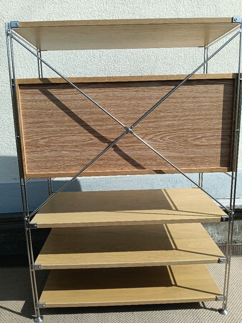 美品 無印 MUJI ユニットシェルフ ボックス引出し2段 オーク材 棚4枚