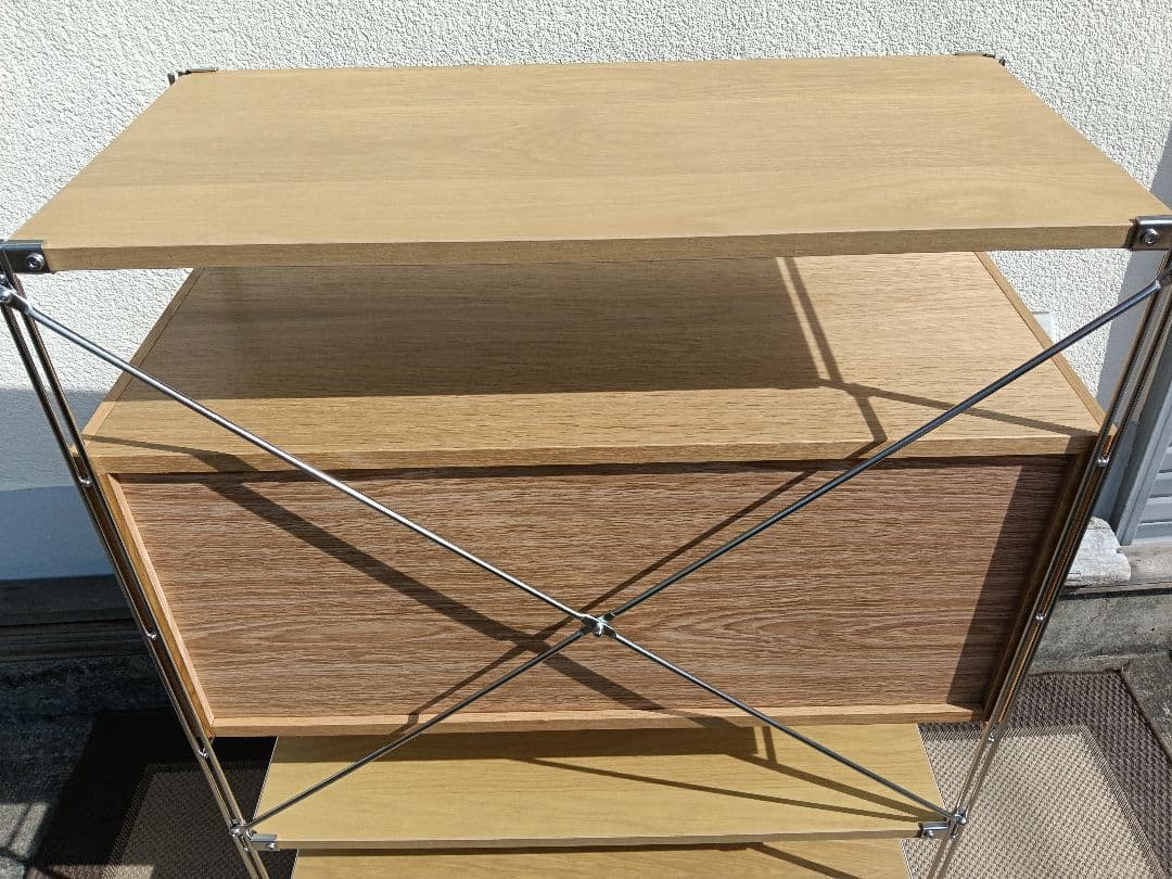 美品 無印 MUJI ユニットシェルフ ボックス引出し2段 オーク材 棚4枚