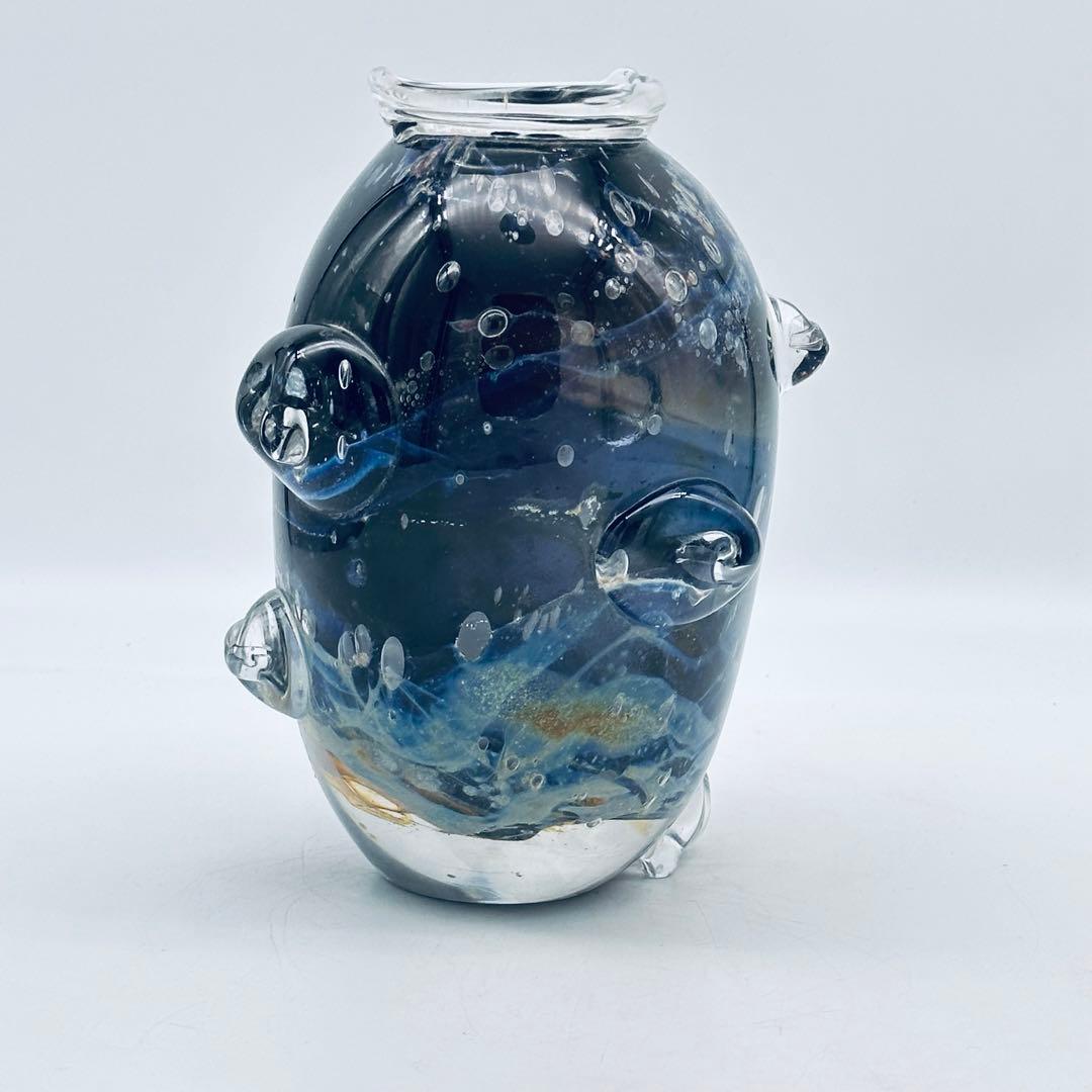野田雄一　富山ガラス　工芸ガラス　花入花瓶　93年作 壺　花器　ガラスオブジェ