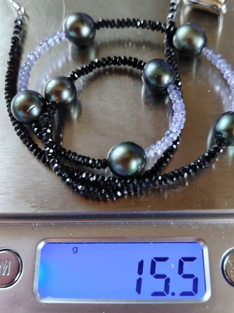 黒蝶真珠、ブラックスピネル、タンザナイトのネックレス