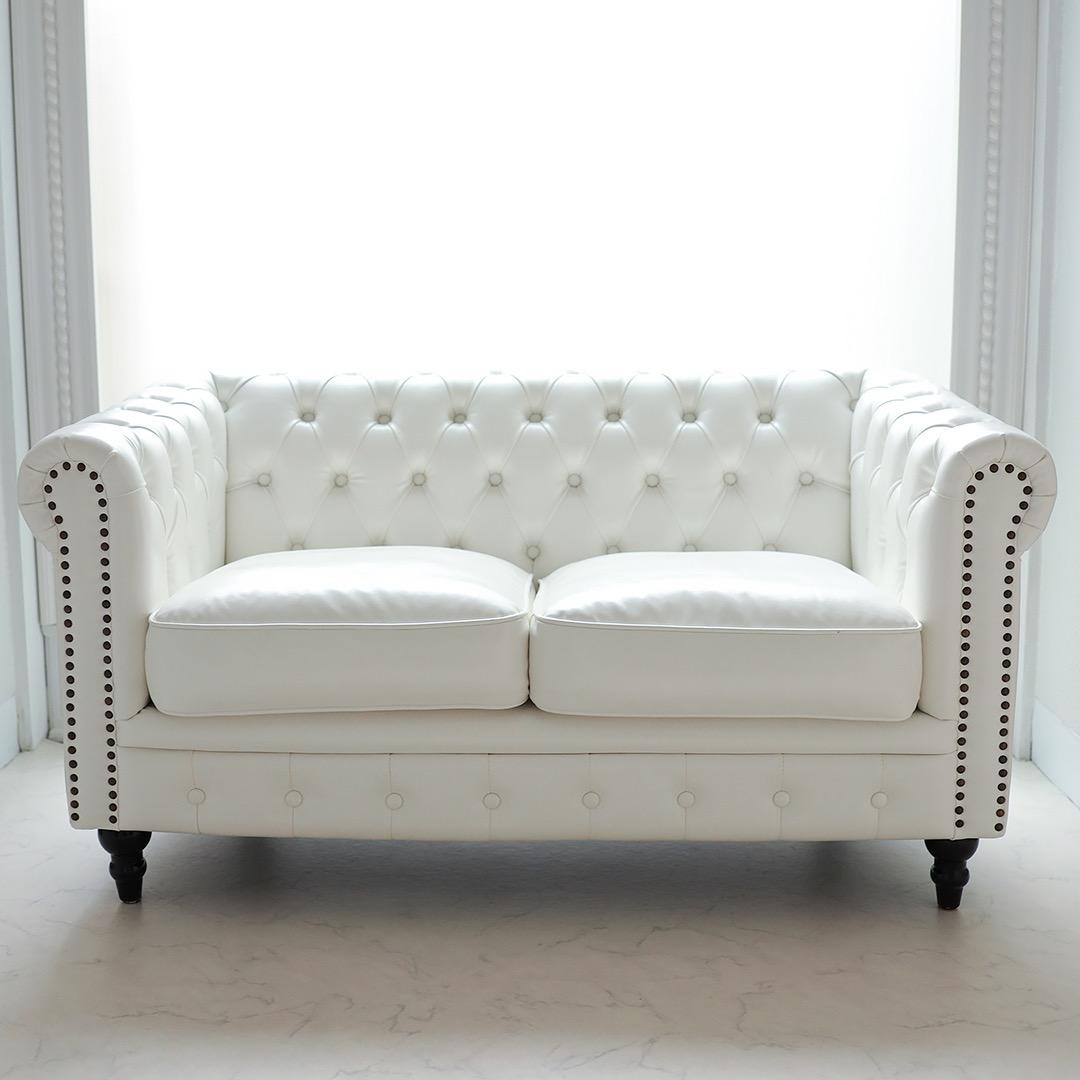 送料込み価格　2人掛け　ソファ　ホワイト　合皮　幅132cm