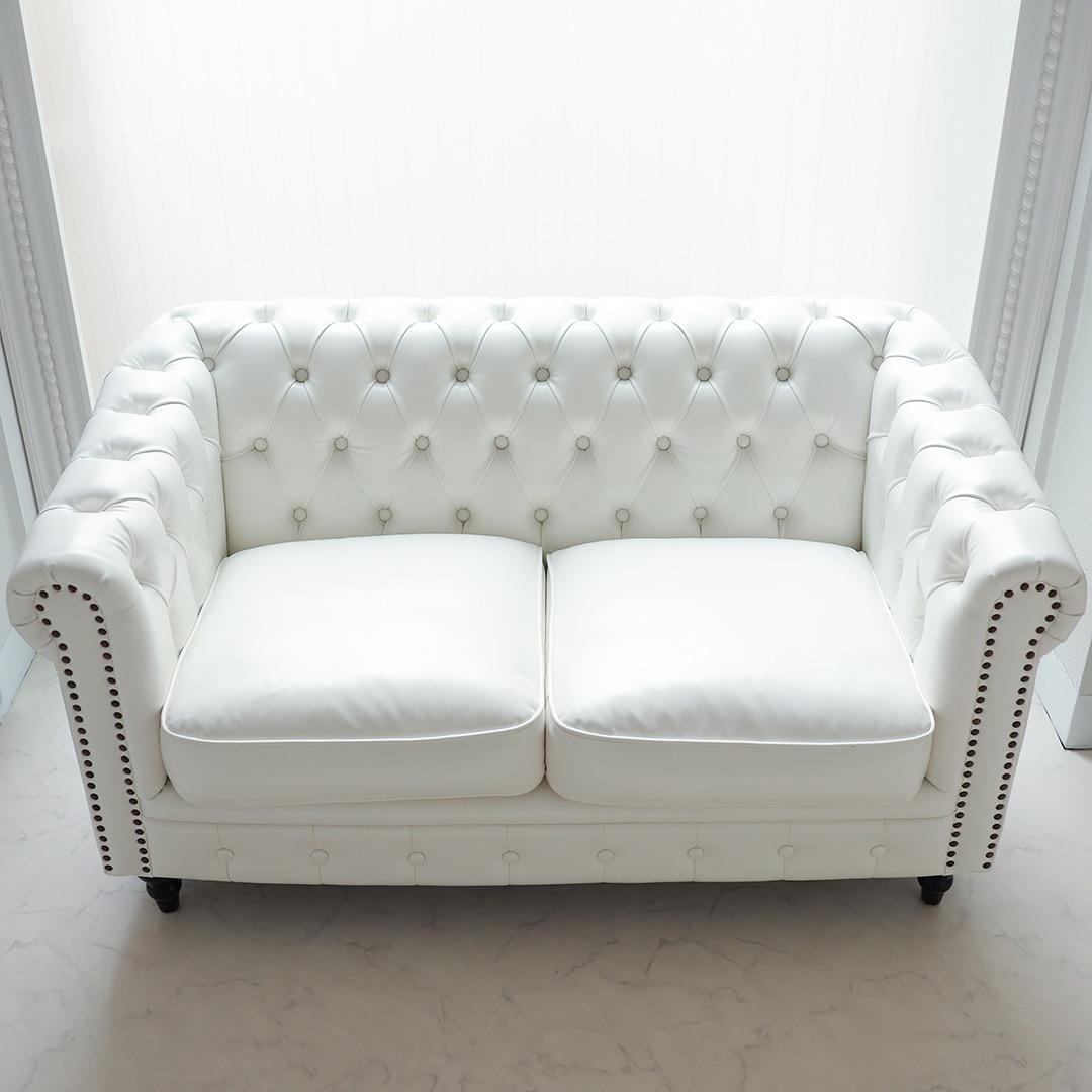 送料込み価格　2人掛け　ソファ　ホワイト　合皮　幅132cm