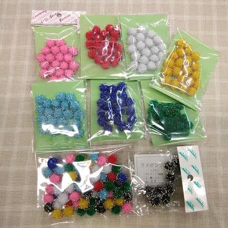 ラメぼんてん １０mm、１５mm、２０mm、２５mm　まとめて　３４６個