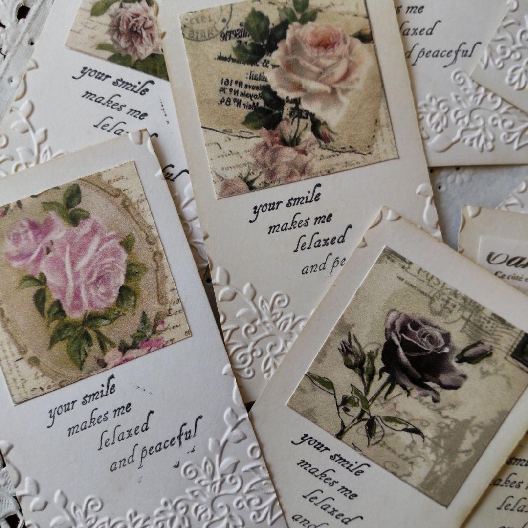 紙タグ～イングリッシュローズとエンボス～