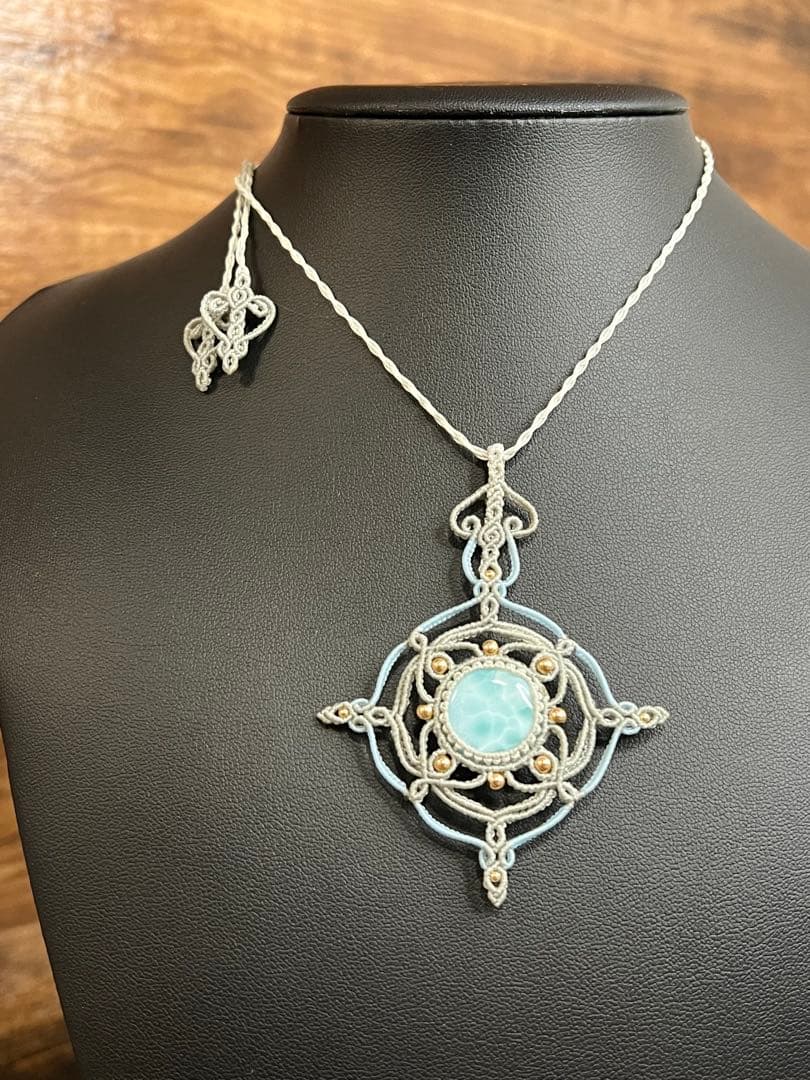 マクラメ× ラリマー ネックレス