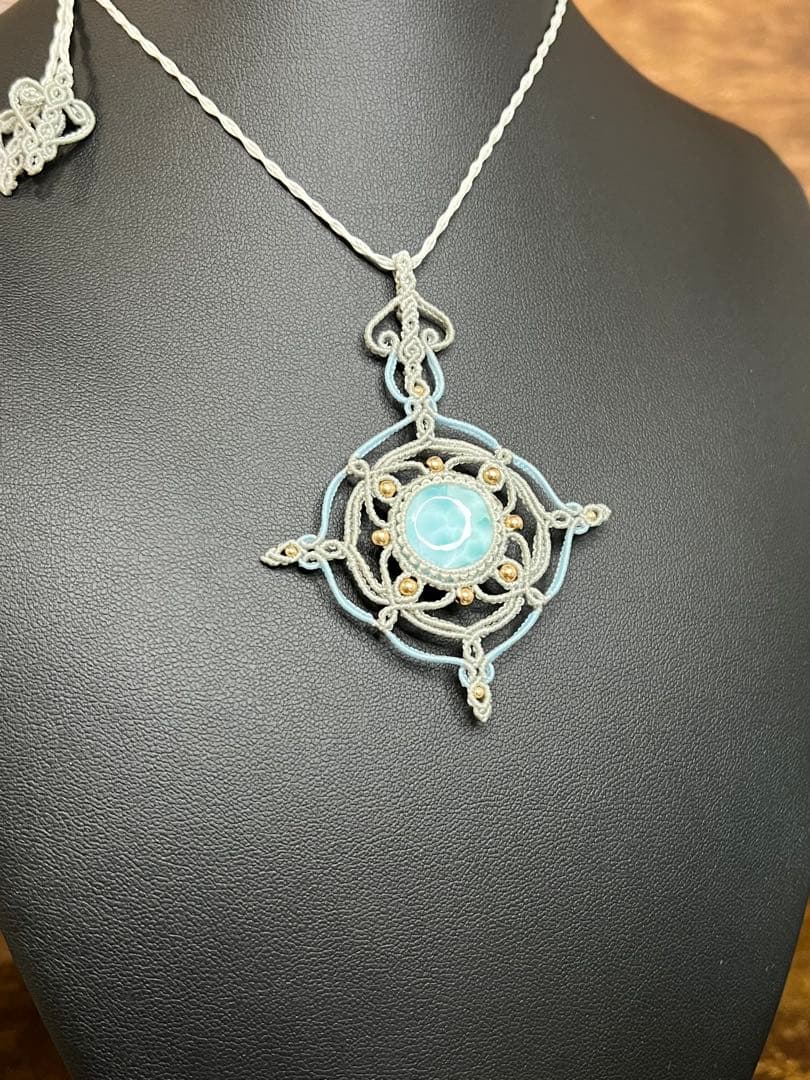 マクラメ× ラリマー ネックレス