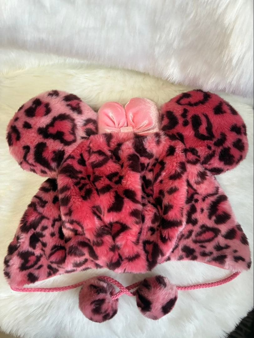 ミニー　ファンキャップ　ヒョウ　ピンク　帽子　ディズニー