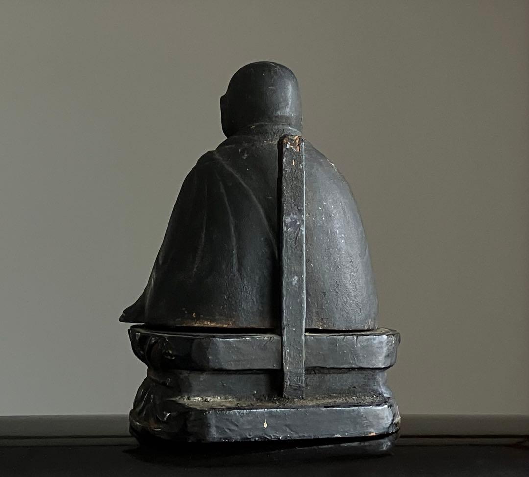 【祈りの行方•古い木彫高僧像 江戸初期〜中期頃 約13㎝ 念仏聖】骨董仏像彫刻