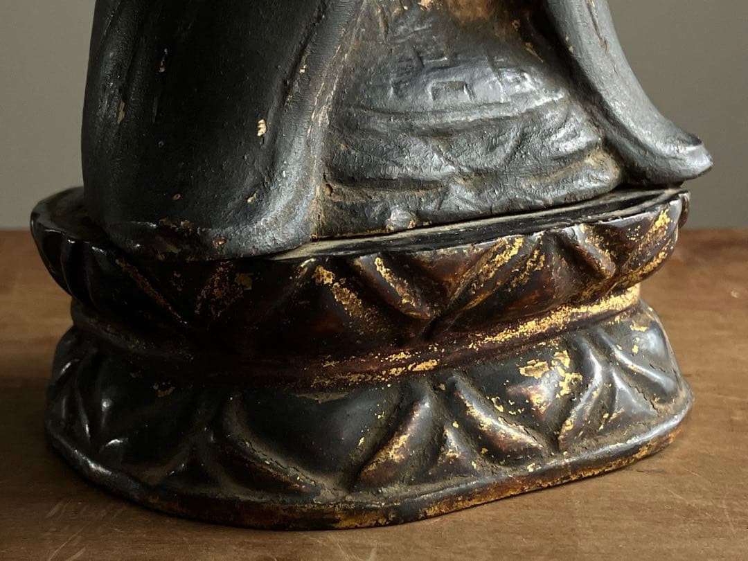 【祈りの行方•古い木彫高僧像 江戸初期〜中期頃 約13㎝ 念仏聖】骨董仏像彫刻