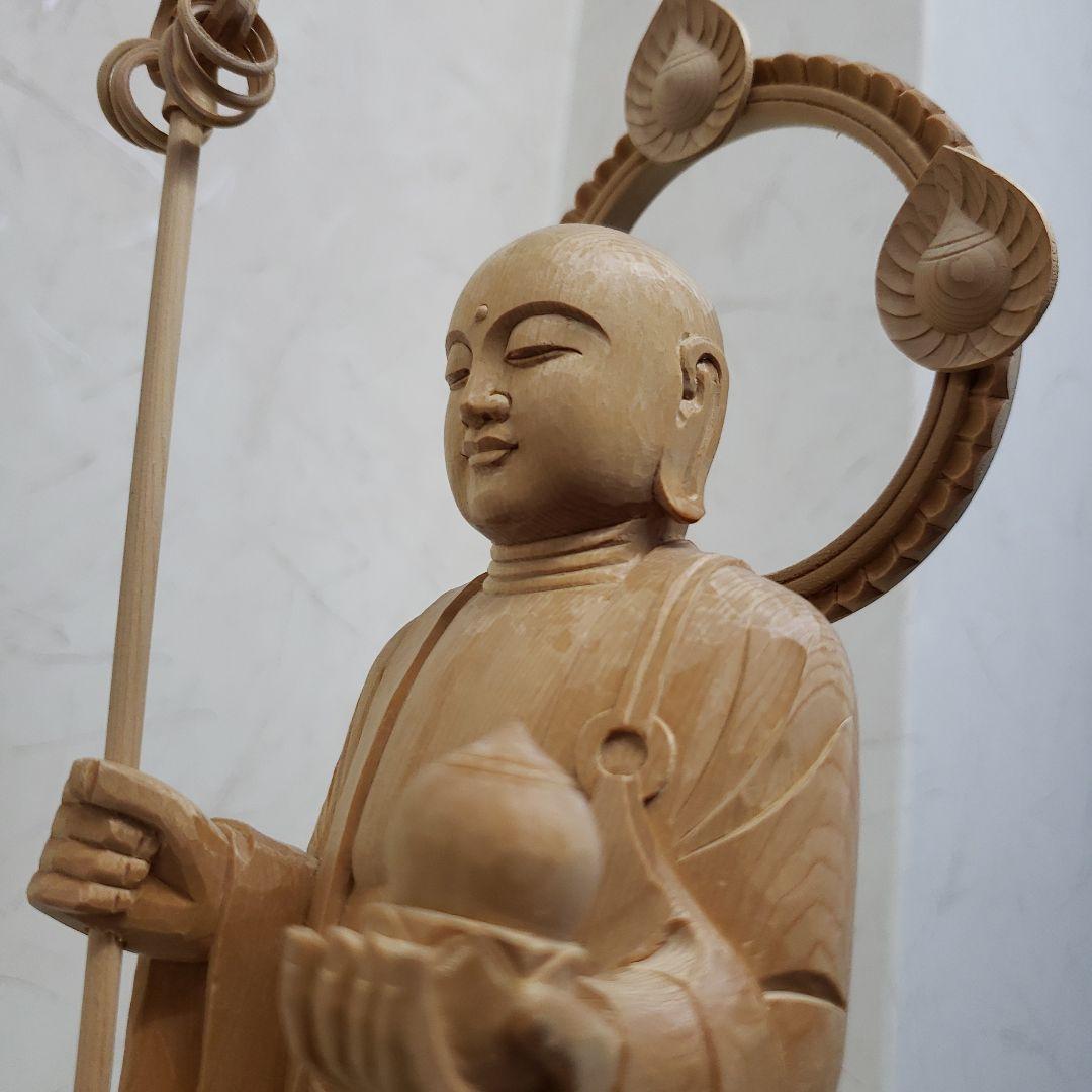 蔵出し特価◆ヒバ材 地蔵菩薩立像8寸立◆お地蔵さん 高さ：約50cm